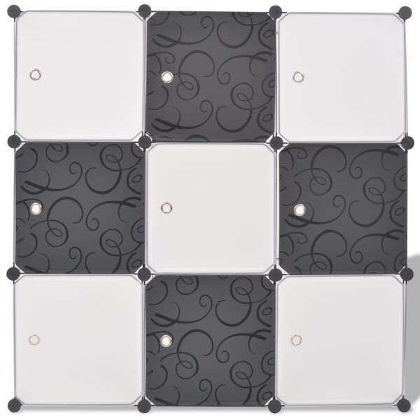 vidaXL Storage Cube Organiser with 9 Compartments Black and White