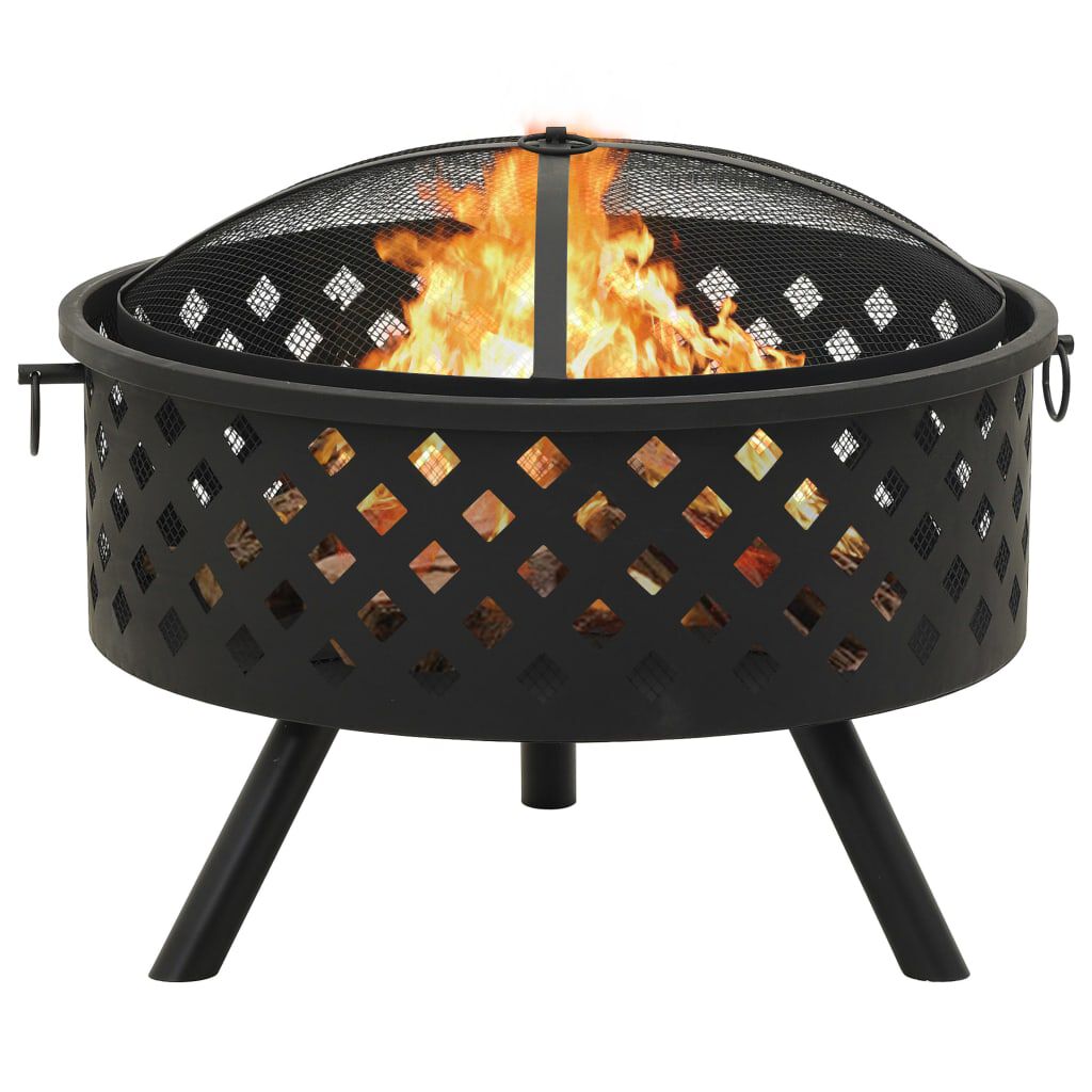 vidaXL Fire Pit with Poker 68 cm XXL Steel