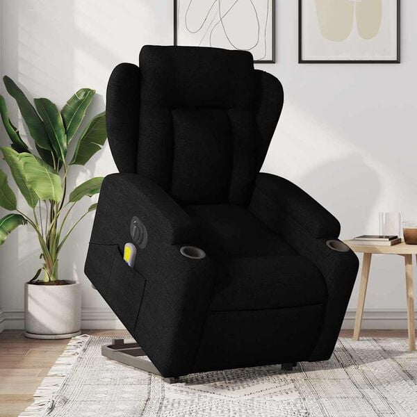 vidaXL Electric Stand up Massage Recliner Chair Black Fabric