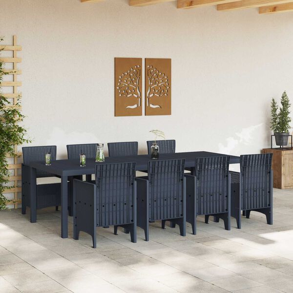 vidaXL Garden Dining Set 9 pcs Anthracite Polypropylene