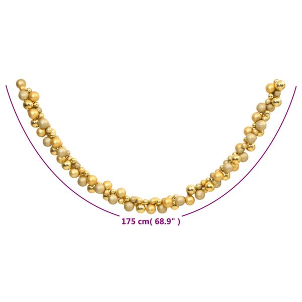 vidaXL Christmas Balls Garland Gold 175 cm Polystyrene