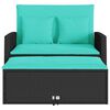 vidaXL Garden Sofa with Cushions 2-Seater Black Poly Rattan