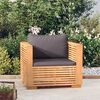 vidaXL Garden Sofa Chair with Dark Grey Cushions Solid Wood Teak