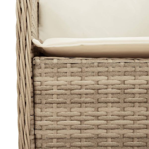 vidaXL 7 Piece Garden Dining Set with Cushions Beige Poly Rattan