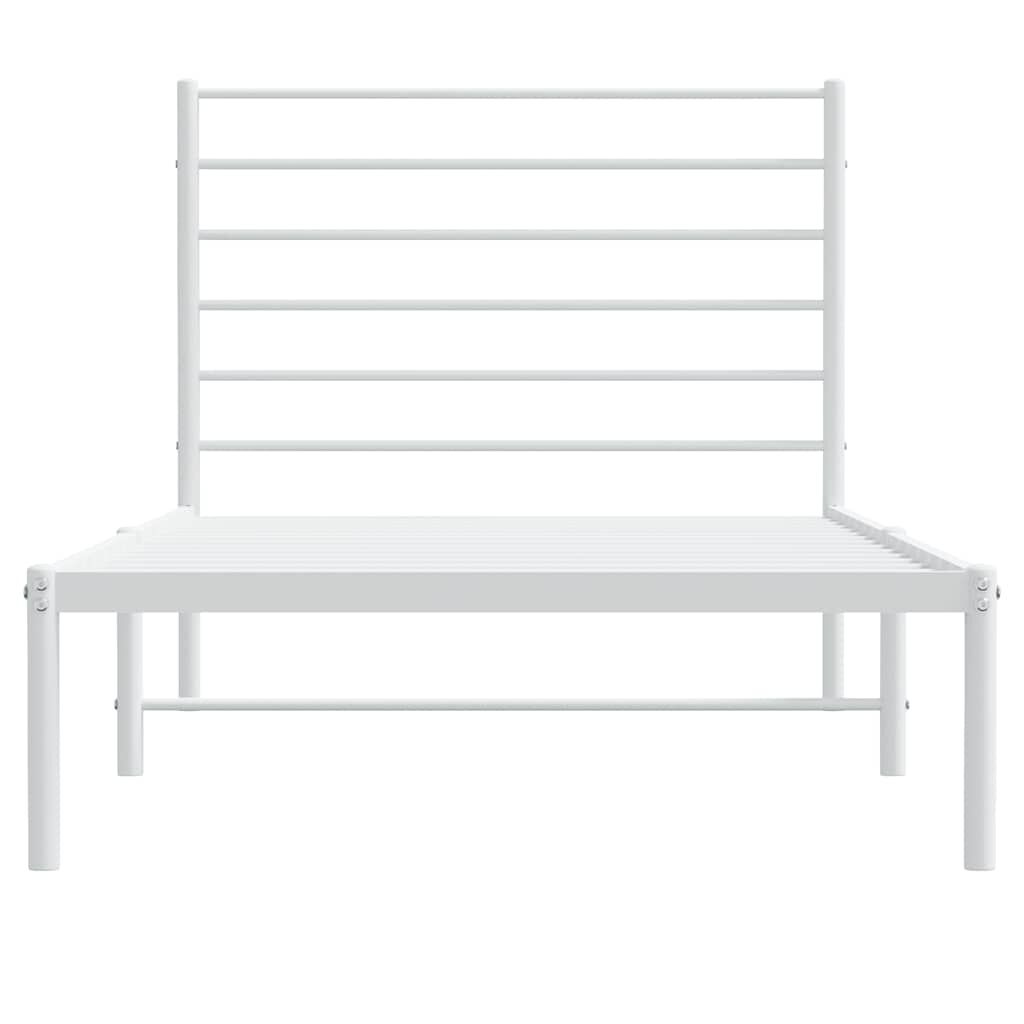 vidaXL Metal Bed Frame without Mattress with Headboard White 100x190cm