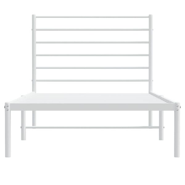 vidaXL Metal Bed Frame without Mattress with Headboard White 100x190cm
