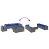 vidaXL 8 Piece Garden Lounge Set with Cushions Grey Poly Rattan