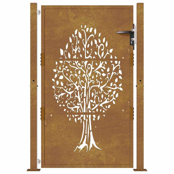 vidaXL Garden Gate 105x130 cm Corten Steel Tree Design