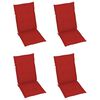vidaXL Garden Chairs 4 pcs with Red Cushions Solid Teak Wood