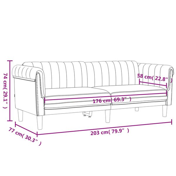 vidaXL 3 Piece Sofa Set Dark Grey Velvet