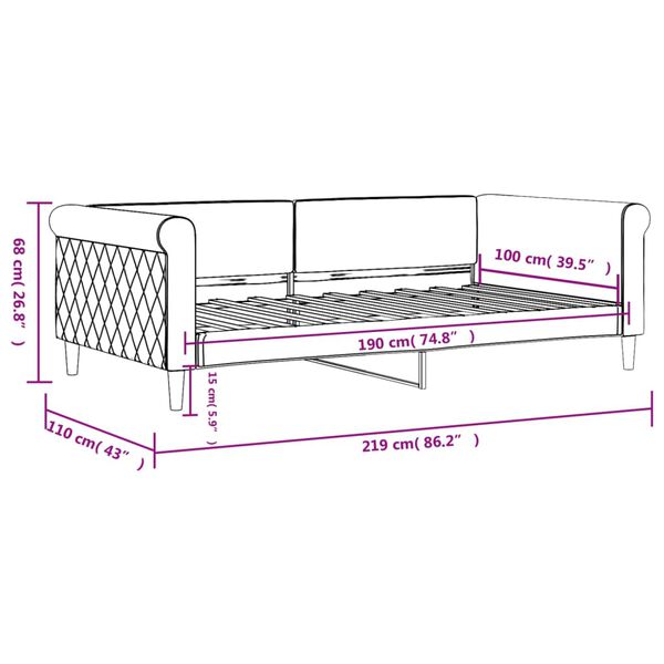 vidaXL Day Bed without Mattress Light Grey 100x190 cm Velvet