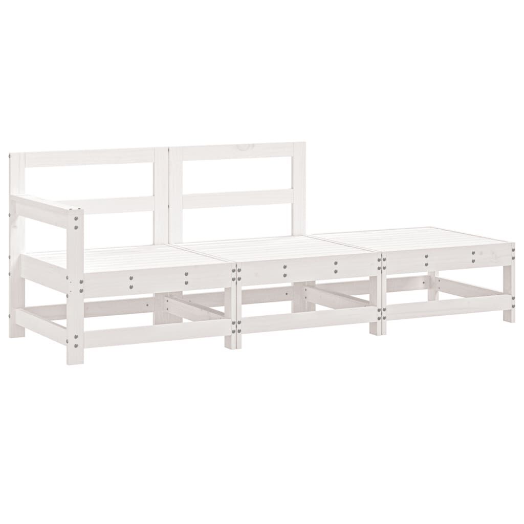 vidaXL 3 Piece Garden Lounge Set White Solid Wood Pine