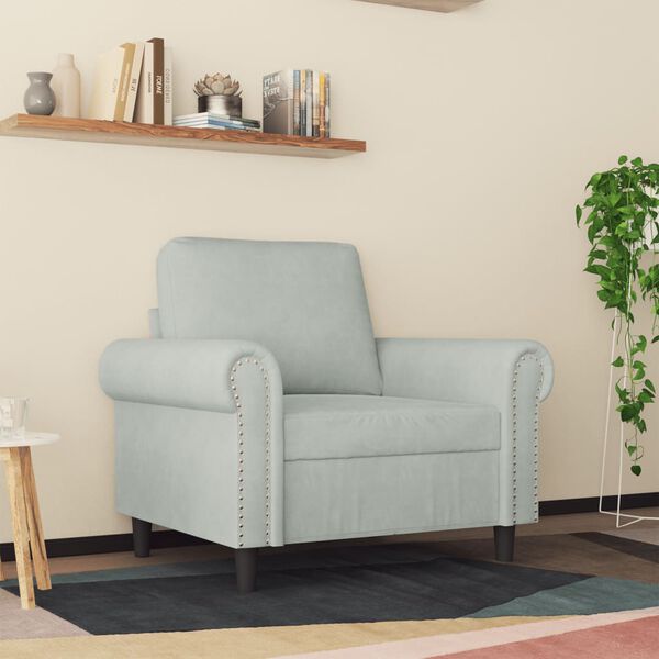 vidaXL Sofa Chair Light Grey 60 cm Velvet