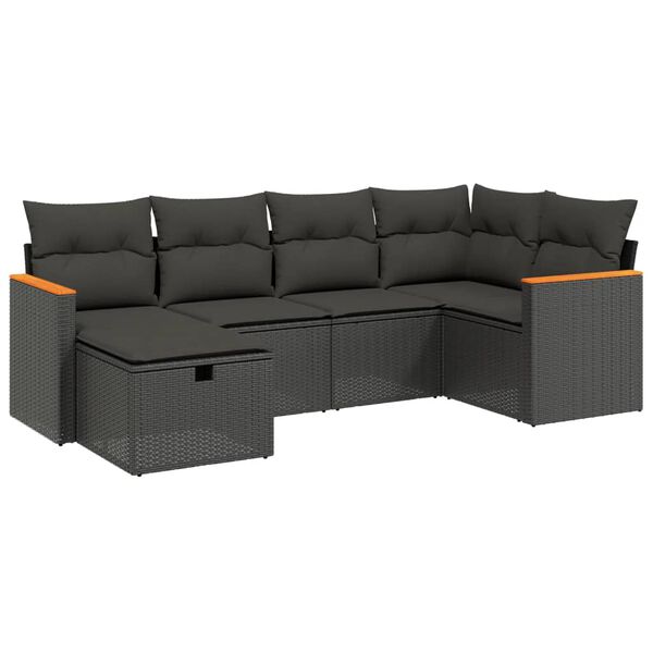 vidaXL 6 Piece Garden Sofa Set with Cushions Grey Poly Rattan