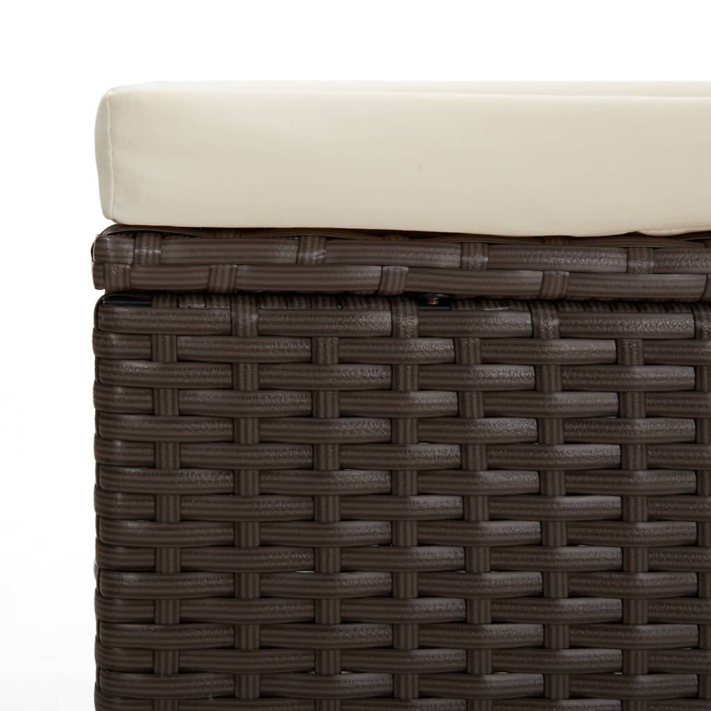 vidaXL Ottoman with Cushion Brown 40x30x40 cm Poly Rattan