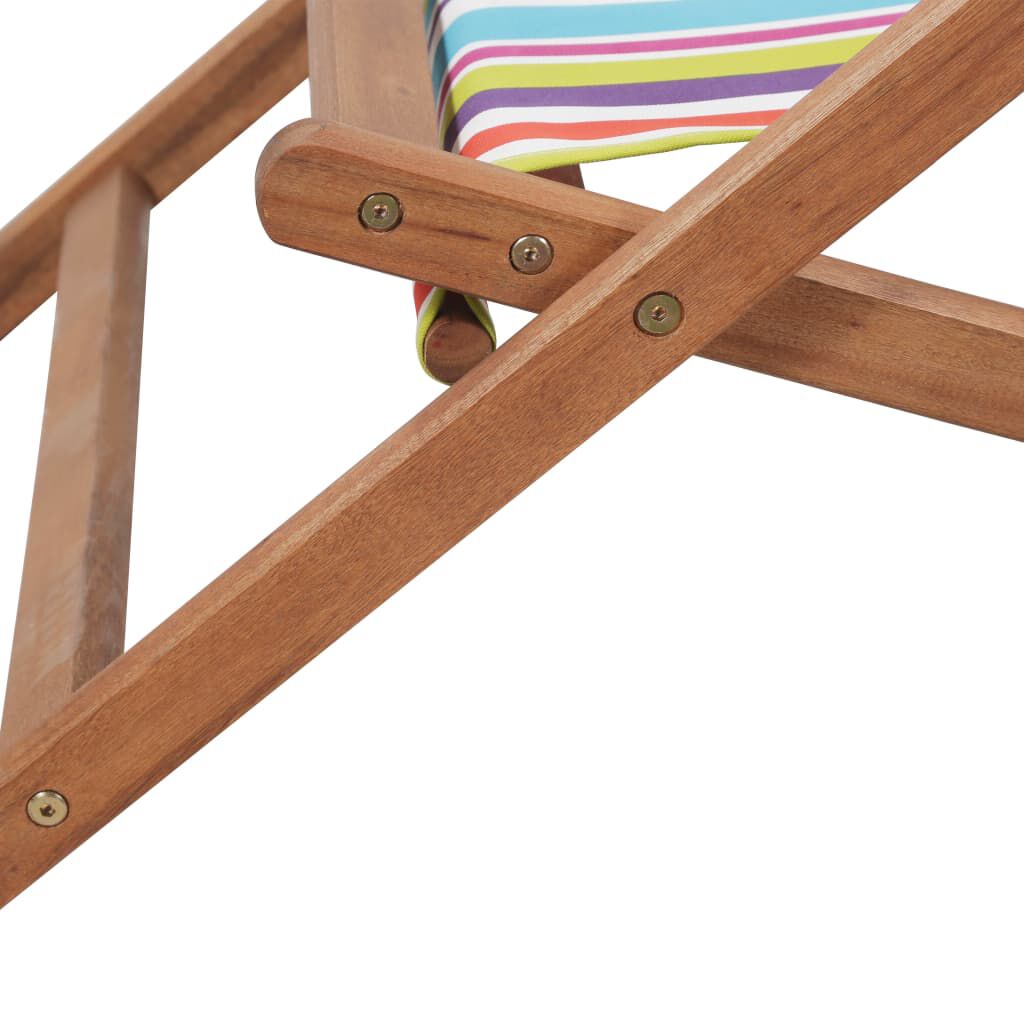 vidaXL Folding Beach Chair Fabric and Wooden Frame Multicolour