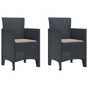 vidaXL Garden Chair 2 pcs Anthracite 53 x 49 x 85 cm PP