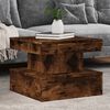 vidaXL Coffee Table with LED Lights Smoked Oak 50x50x40 cm