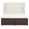 vidaXL 2-Person Sunbed with Cushion Poly Rattan Brown