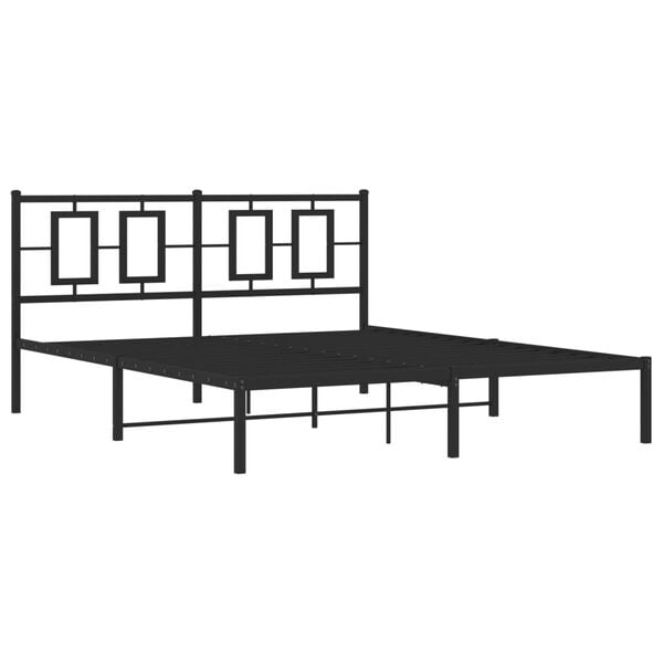 vidaXL Metal Bed Frame without Mattress with Headboard Black 150x200cm