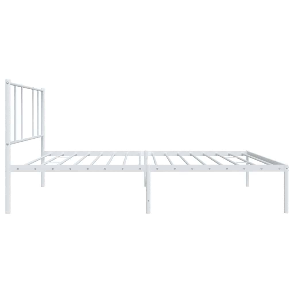 vidaXL Metal Bed Frame without Mattress with Headboard White 100x200cm
