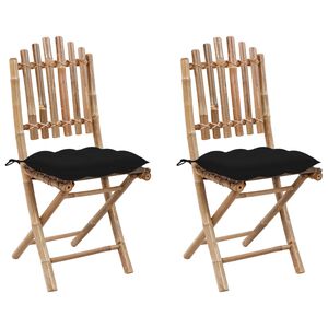 vidaXL Folding Garden Chairs 2 pcs with Cushions Bamboo