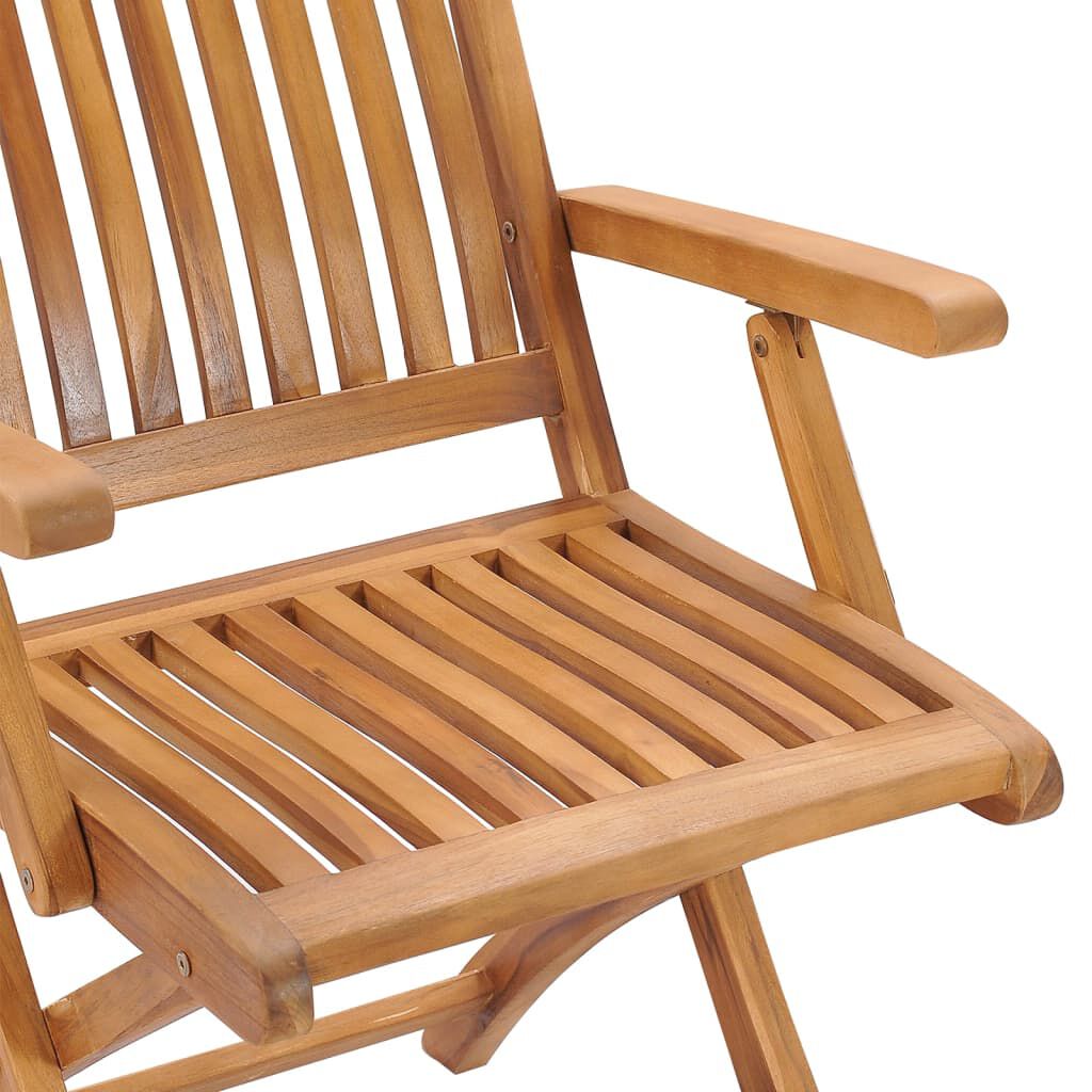 vidaXL Folding Garden Chairs with Cushions 4 pcs Solid Teak Wood