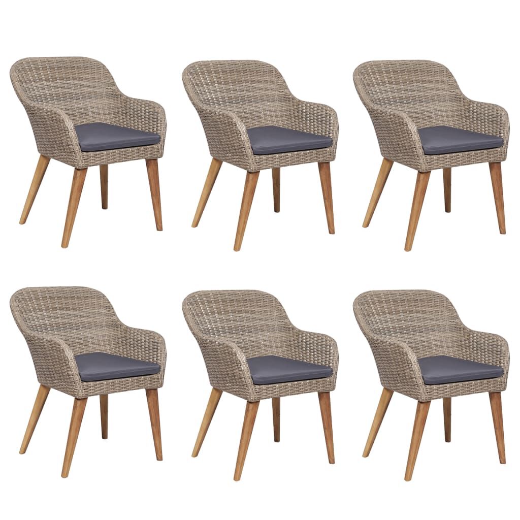 vidaXL 7 Piece Garden Dining Set with Cushions Brown