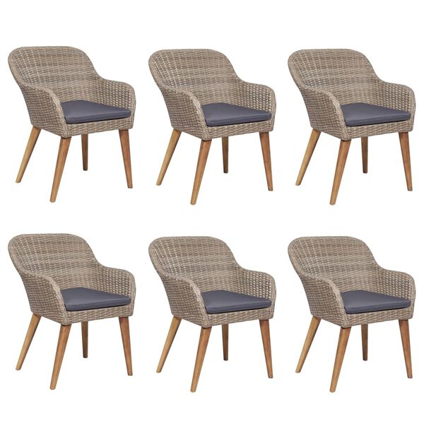 vidaXL 7 Piece Garden Dining Set with Cushions Brown