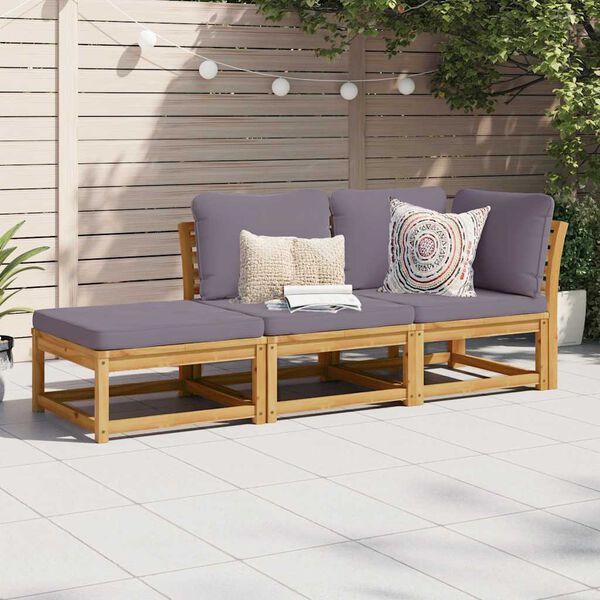 vidaXL 3 Piece Garden Lounge Set with Cushions Solid Wood Acacia