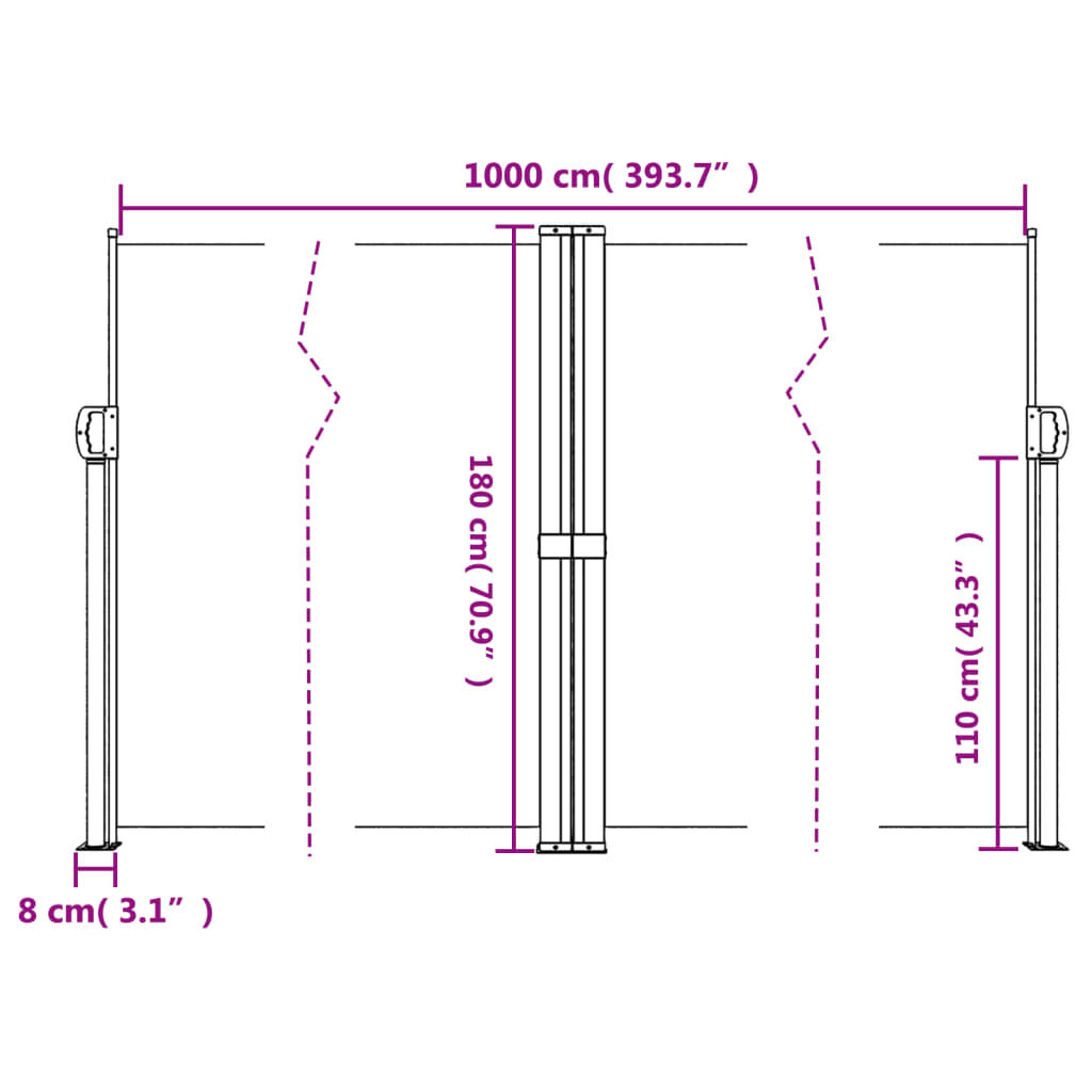 vidaXL Retractable Side Awning Anthracite 180x1000 cm