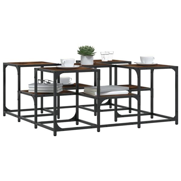 vidaXL Coffee Table Smoked Oak 91x91x40 cm Engineered Wood