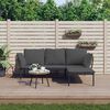 vidaXL 3 Piece Garden Lounge Set with Dark Grey Cushions Poly Rattan