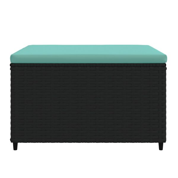 vidaXL Garden Footrests with Cushions 2 pcs Black Poly Rattan