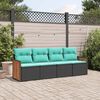 vidaXL 4 Piece Garden Sofa Set with Cushions Black Poly Rattan