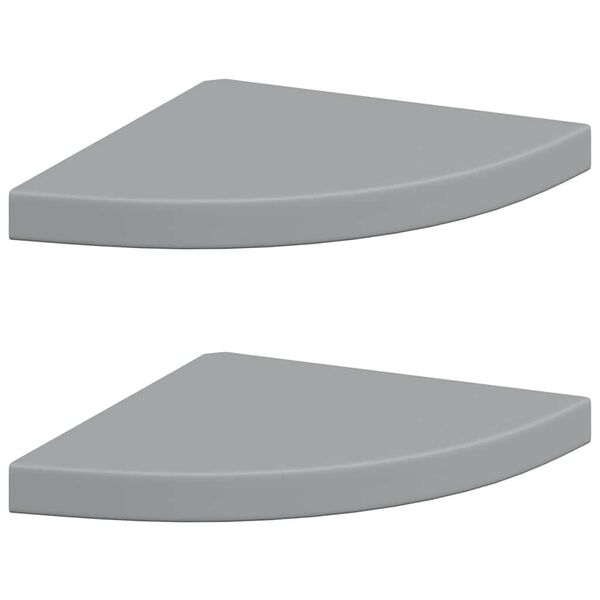 vidaXL Floating Corner Shelves 2 pcs Grey 35x35x3.8 cm MDF