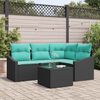 vidaXL Garden Sofa Set 5 pcs Black and Turquoise Poly Rattan