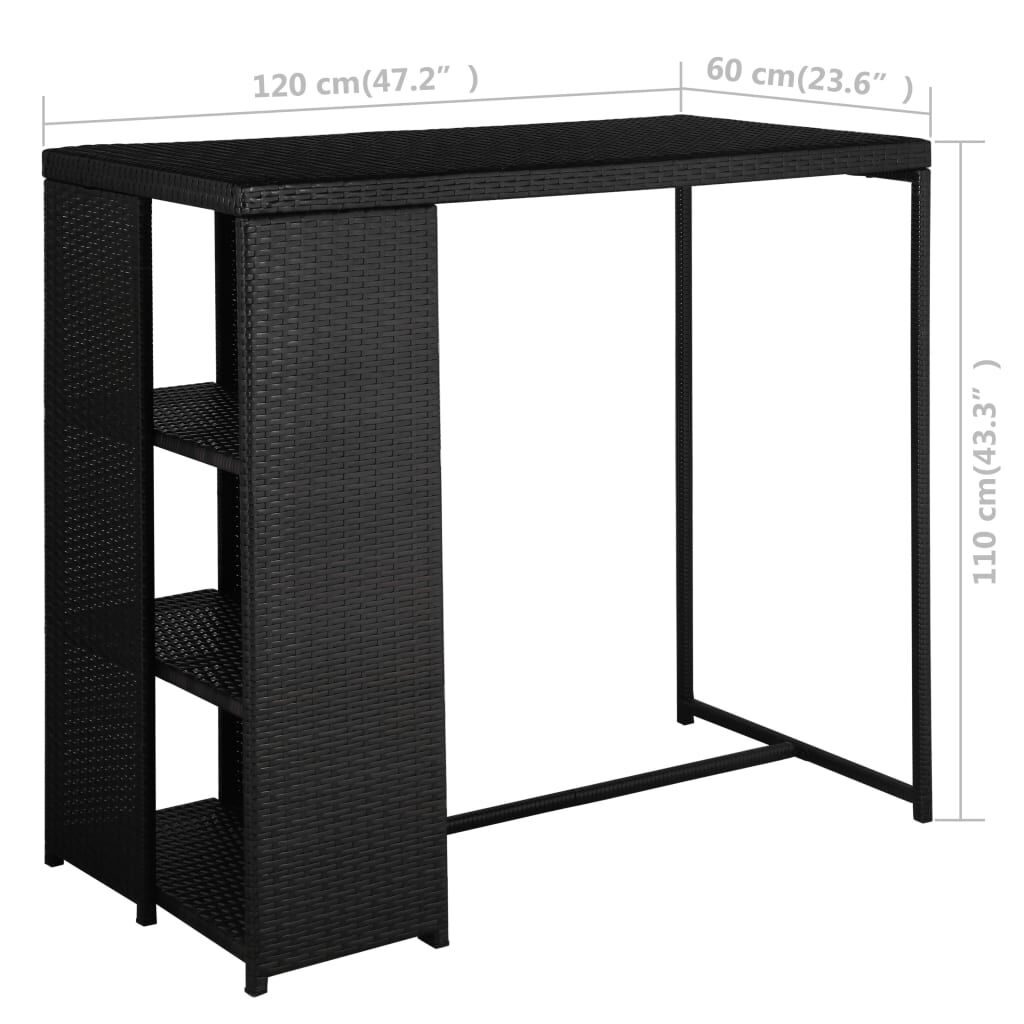 vidaXL 5 Piece Garden Bar Set with Cushions Poly Rattan Black