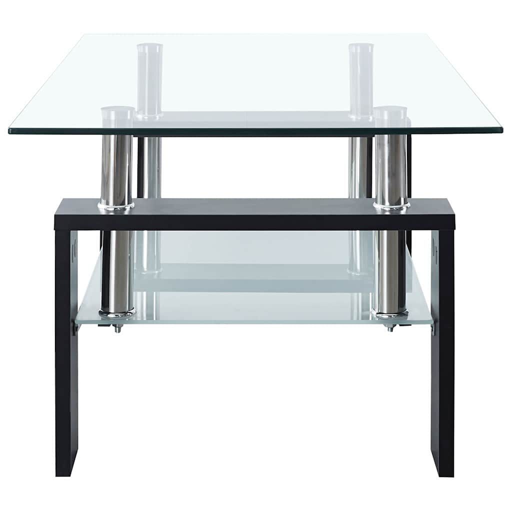vidaXL Coffee Table Black and Transparent 95x55x40 cm Tempered Glass