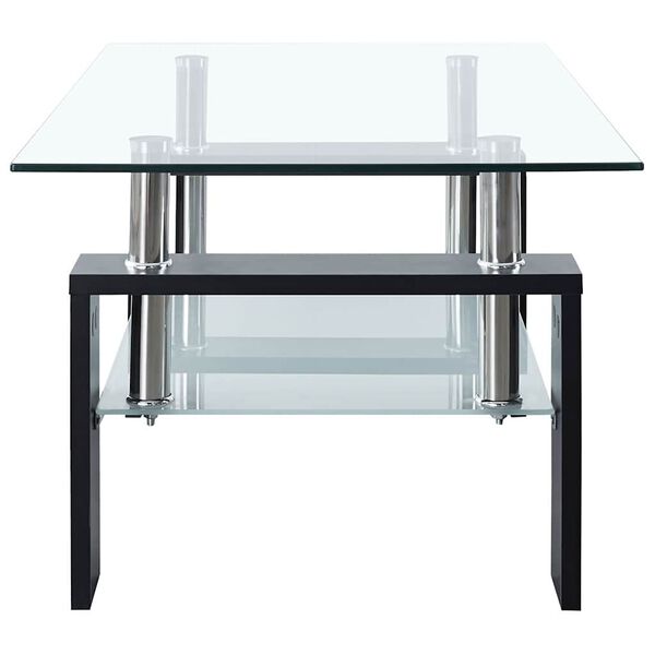 vidaXL Coffee Table Black and Transparent 95x55x40 cm Tempered Glass