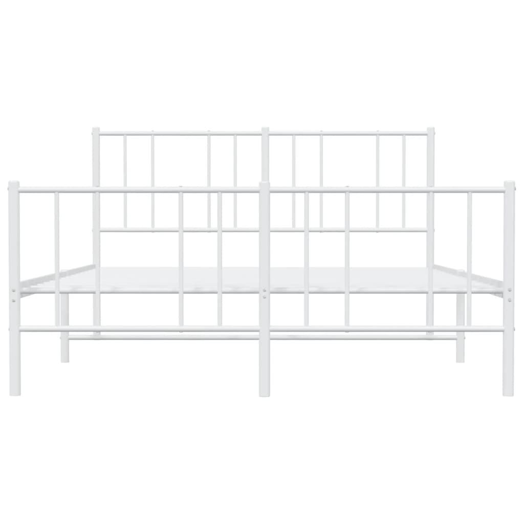 vidaXL Metal Bed Frame without Mattress with Footboard White 135x190cm