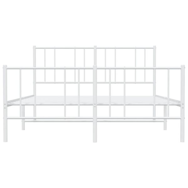 vidaXL Metal Bed Frame without Mattress with Footboard White 135x190cm