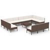 vidaXL 14 Piece Garden Lounge Set with Cushions Poly Rattan Brown