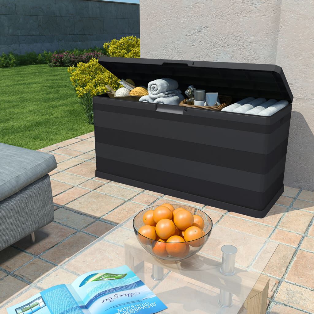 vidaXL Garden Storage Box Black 117x45x56 cm