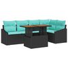 vidaXL Garden Dining Set with Cushion 6 pcs Black and Teal