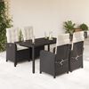 vidaXL 5 Piece Garden Dining Set with Cushions Black Poly Rattan