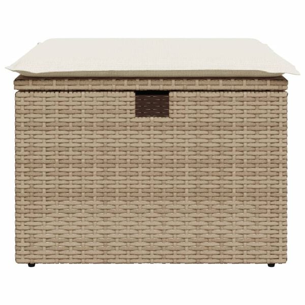 vidaXL Garden Stool with Cushion Beige 55x55x37 cm Poly Rattan