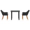 vidaXL Garden Dining Set with Cushion 3 pcs Black Poly Rattan