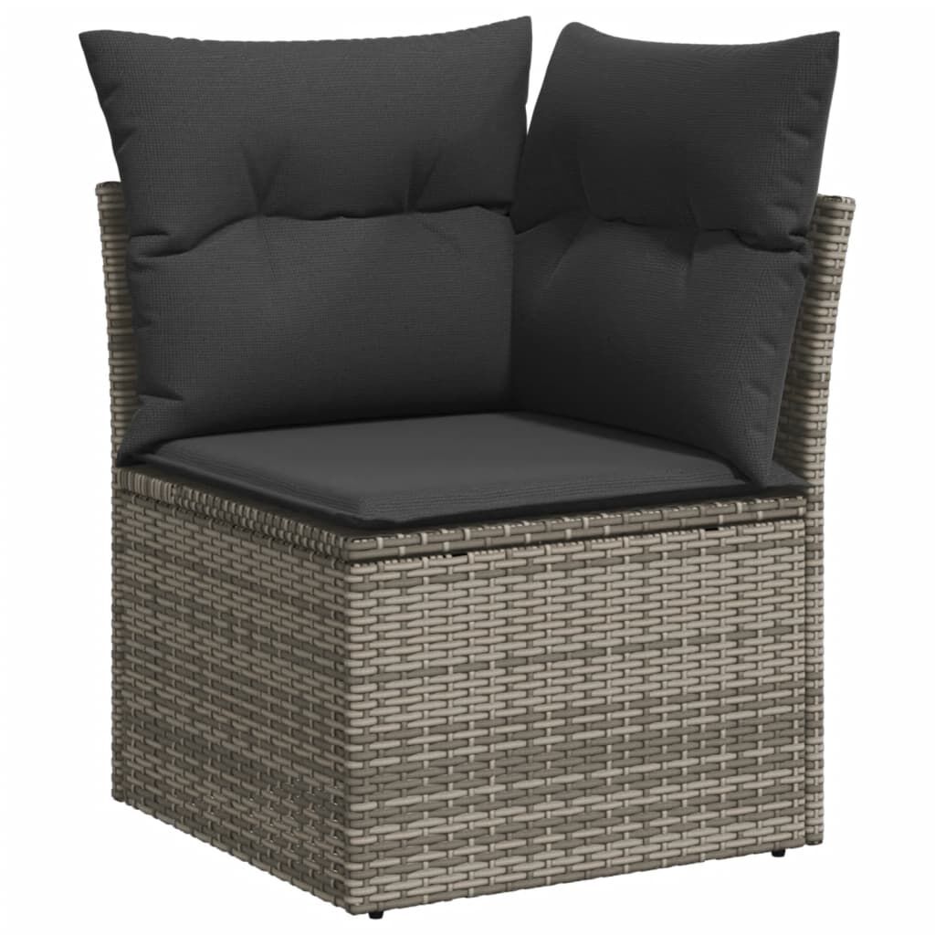 vidaXL 10 Piece Garden Sofa Set with Cushions Grey Poly Rattan