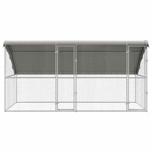 vidaXL Dog Kennel with Storage 2 pcs Silver 4 x 2 x 2 m Steel